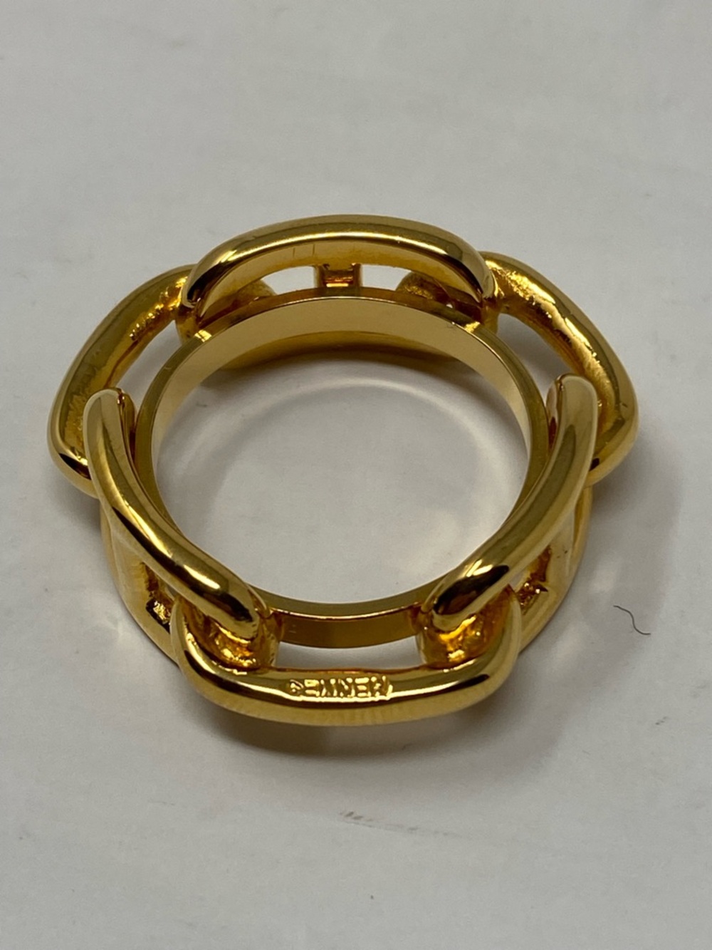 HERMES Regate Chaine Dancre Scarf Ring Gold Tone